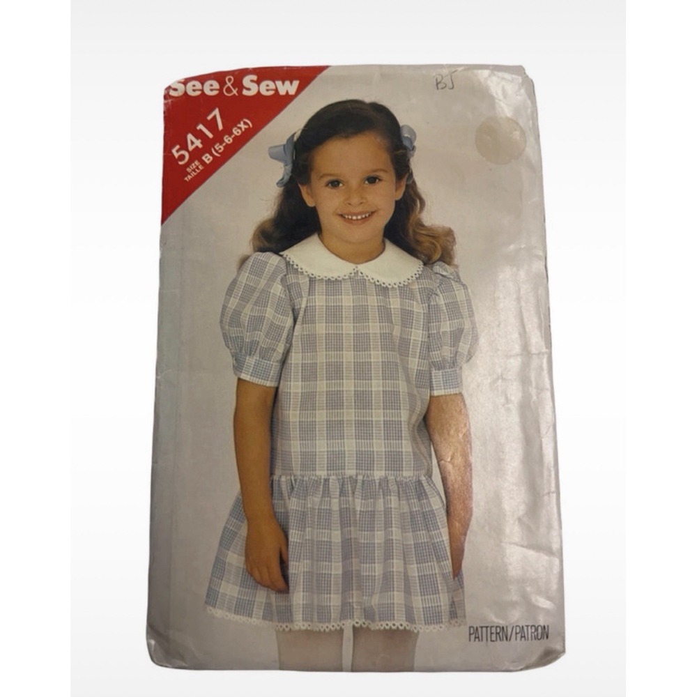 See & Sew Butterick 5417 Girls Dress Sewing Pattern Size 5-6-6X